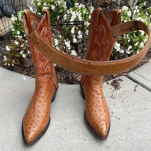 Tony Lama full quill ostrich cowboy boots